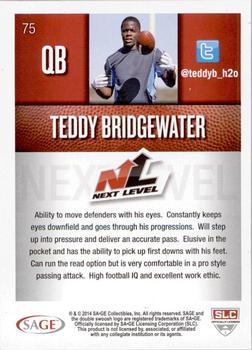 2014 SAGE HIT - Silver #75 Teddy Bridgewater Back