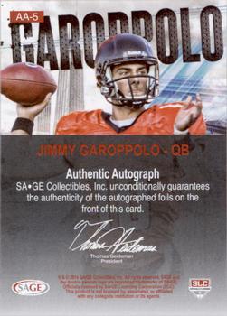 2014 SAGE HIT - Artistry Autographs #AA-5 Jimmy Garoppolo Back