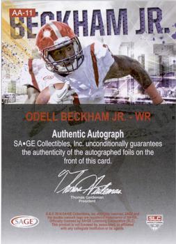2014 SAGE HIT - Artistry Autographs #AA-11 Odell Beckham Jr. Back