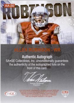 2014 SAGE HIT - Artistry Autographs #AA-20 Allen Robinson Back