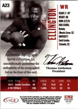 2014 SAGE HIT - Autographs #A23 Bruce Ellington Back