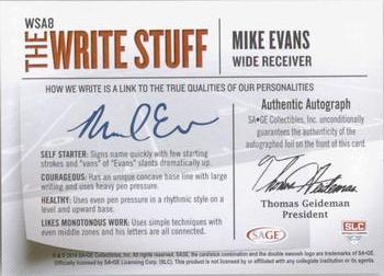 2014 SAGE HIT - Write Stuff Autographs #WSA8 Mike Evans Back