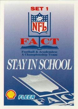 1996 Fleer Shell FACT #NNO Set 1 (Stay in School) Header Card Front