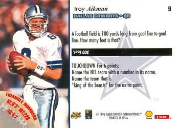 1996 Fleer Shell FACT #9 Troy Aikman Back