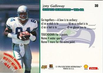 1996 Fleer Shell FACT #30 Joey Galloway Back