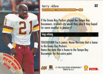 1996 Fleer Shell FACT #32 Terry Allen Back