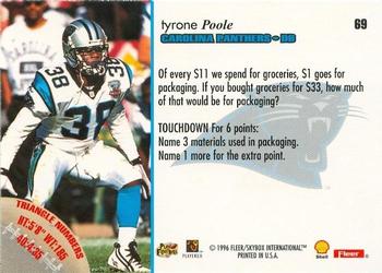 1996 Fleer Shell FACT #69 Tyrone Poole Back