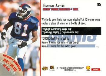 1996 Fleer Shell FACT #85 Thomas Lewis Back