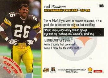 1996 Fleer Shell FACT #106 Rod Woodson Back