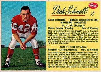 1963 Post Cereal CFL #2 Dick Schnell Front