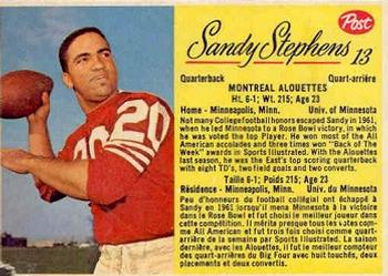 1963 Post Cereal CFL #13 Sandy Stephens Front