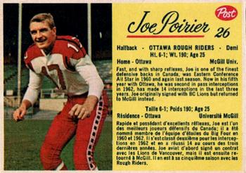 1963 Post Cereal CFL #26 Joe Poirier Front
