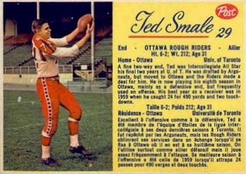 1963 Post Cereal CFL #29 Ted Smale Front