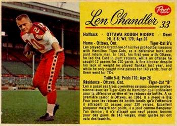 1963 Post Cereal CFL #33 Len Chandler Front
