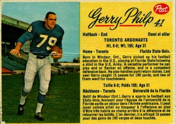 1963 Post Cereal CFL #41 Gerry Philp Front