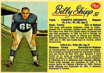 1963 Post Cereal CFL #51 Billy Shipp Front