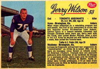1963 Post Cereal CFL #53 Jerry Wilson Front