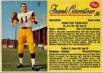 1963 Post Cereal CFL #56 Frank Cosentino Front