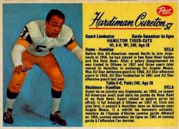 1963 Post Cereal CFL #57 Hardiman Cureton Front
