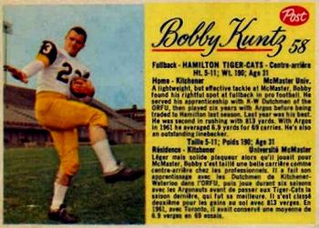 1963 Post Cereal CFL #58 Bobby Kuntz Front