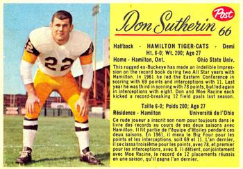 1963 Post Cereal CFL #66 Don Sutherin Front