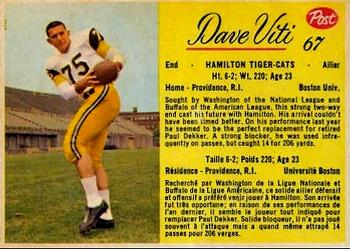 1963 Post Cereal CFL #67 Dave Viti Front