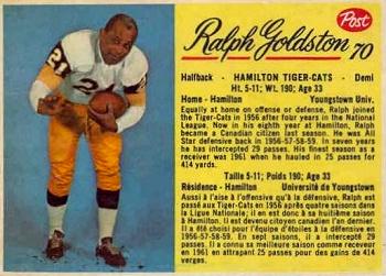1963 Post Cereal CFL #70 Ralph Goldston Front