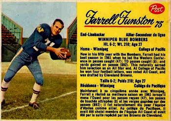 1963 Post Cereal CFL #75 Farrell Funston Front