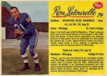 1963 Post Cereal CFL #79 Ron Latourelle Front