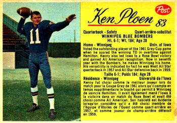 1963 Post Cereal CFL #83 Ken Ploen Front