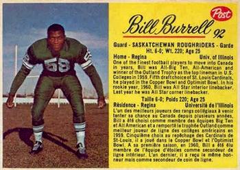 1963 Post Cereal CFL #92 Bill Burrell Front
