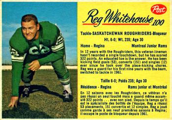 1963 Post Cereal CFL #100 Reg Whitehouse Front