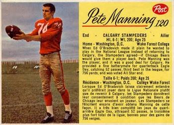 1963 Post Cereal CFL #120 Pete Manning Front