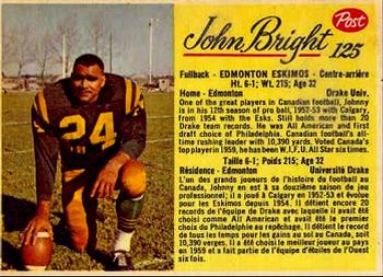 1963 Post Cereal CFL #125 John Bright Front