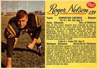 1963 Post Cereal CFL #139 Roger Nelson Front