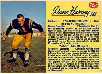1963 Post Cereal CFL #141 Dunc Harvey Front