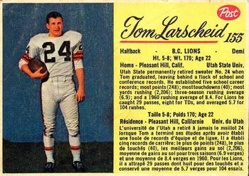 1963 Post Cereal CFL #155 Tom Larscheid Front