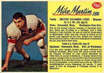1963 Post Cereal CFL #156 Mike Martin Front