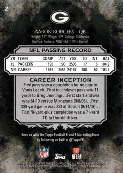 2014 Topps Inception #2 Aaron Rodgers Back