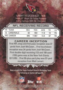 2014 Topps Inception #10 Larry Fitzgerald Back