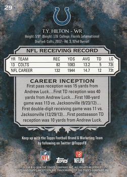 2014 Topps Inception #29 T.Y. Hilton Back