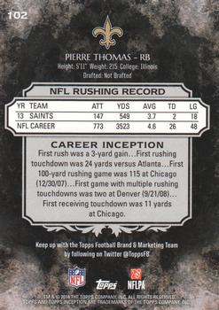 2014 Topps Inception #102 Pierre Thomas Back