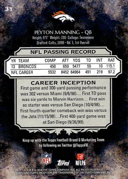 2014 Topps Inception #31 Peyton Manning Back