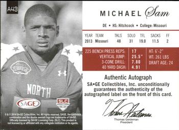2014 SAGE Autographed #A43 Michael Sam Back