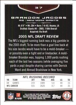 2009 Bowman Draft Picks #37 Brandon Jacobs Back