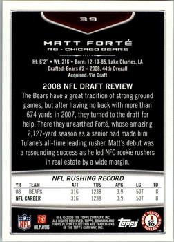 2009 Bowman Draft Picks #39 Matt Forte Back