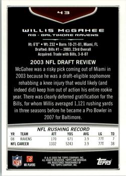 2009 Bowman Draft Picks #43 Willis McGahee Back