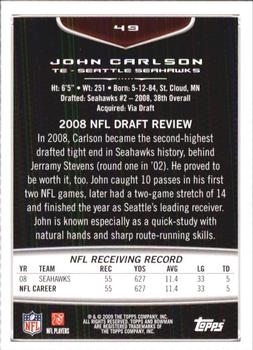 2009 Bowman Draft Picks #49 John Carlson Back