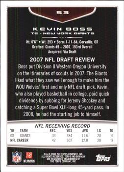 2009 Bowman Draft Picks #53 Kevin Boss Back
