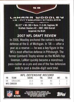2009 Bowman Draft Picks #58 LaMarr Woodley Back